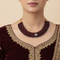 Maroon Chatai Necklace with Silver Flower Pendant & Pearl Border