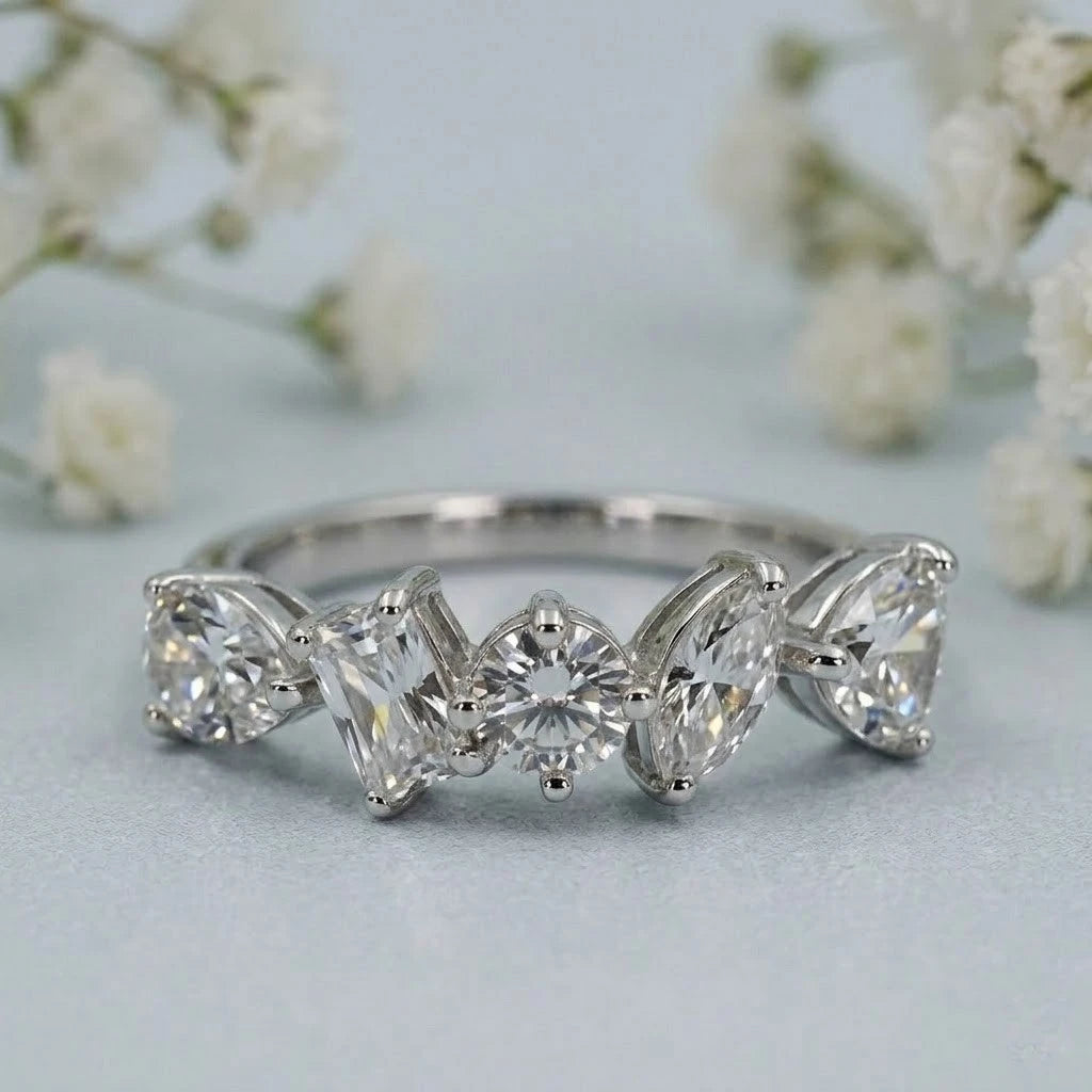 Marquise & Round Cut Five-Stone Diamond Ring