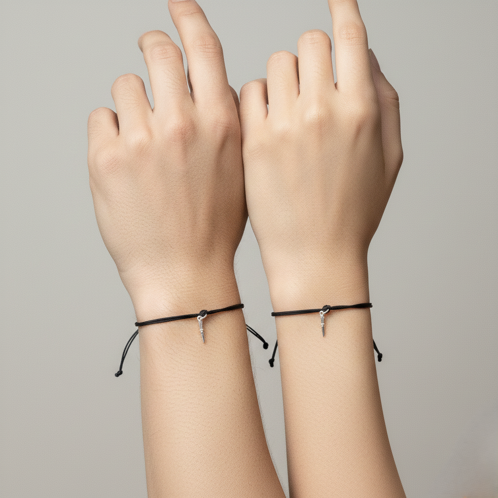 Matching Thread Bracelets with Silver Knife(chaku) Locket Perfect Boy and Girl Combo.