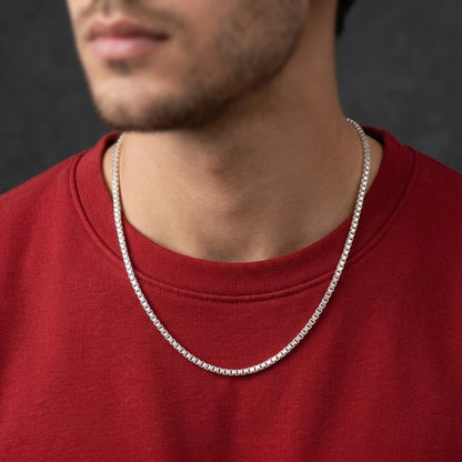 Men’s Flat Silver Chain Bold Smooth Finish