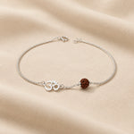Men’s Silver Rudraksha Bracelet Om Symbol Adjustable