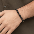 Midnight Aura Black Bead Silver Bracelet