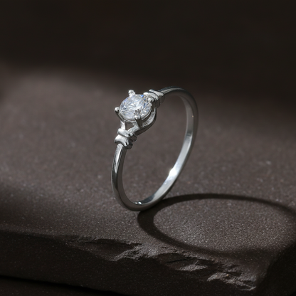 Minimal Diamond-Look Silver Ring