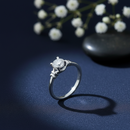 Minimal Diamond-Look Silver Ring