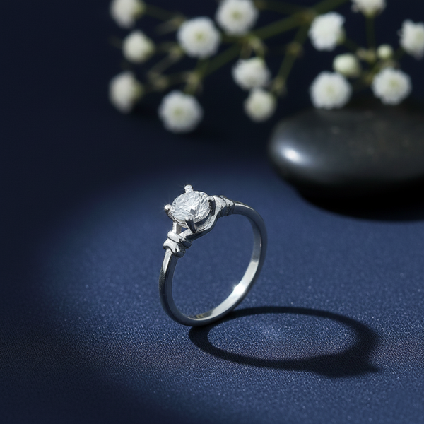Minimal Diamond-Look Silver Ring