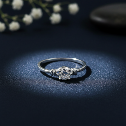 Minimal Diamond-Look Silver Ring