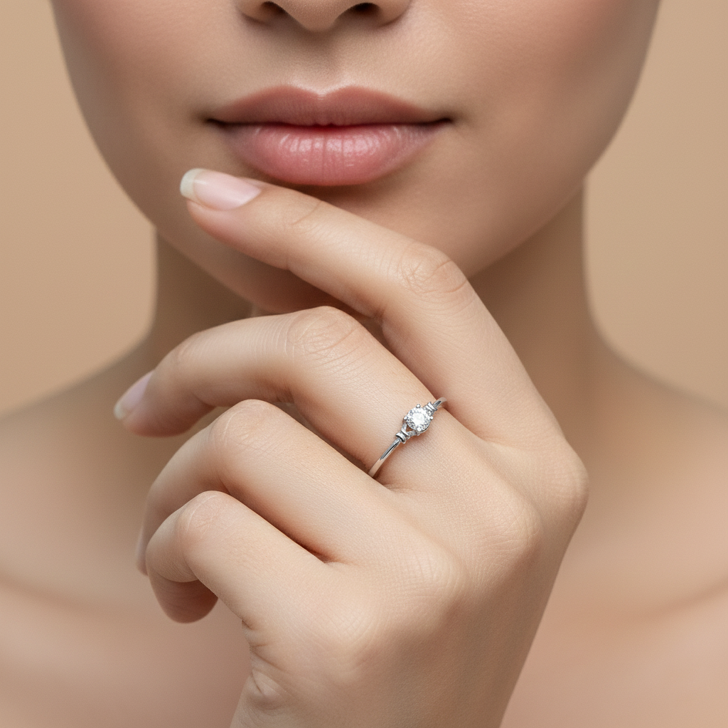 Minimal Diamond-Look Silver Ring