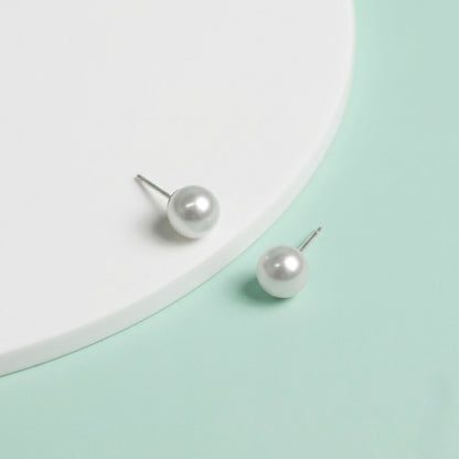 Silver Pearl Stud Earrings with Matching Pearl Pendant Necklace