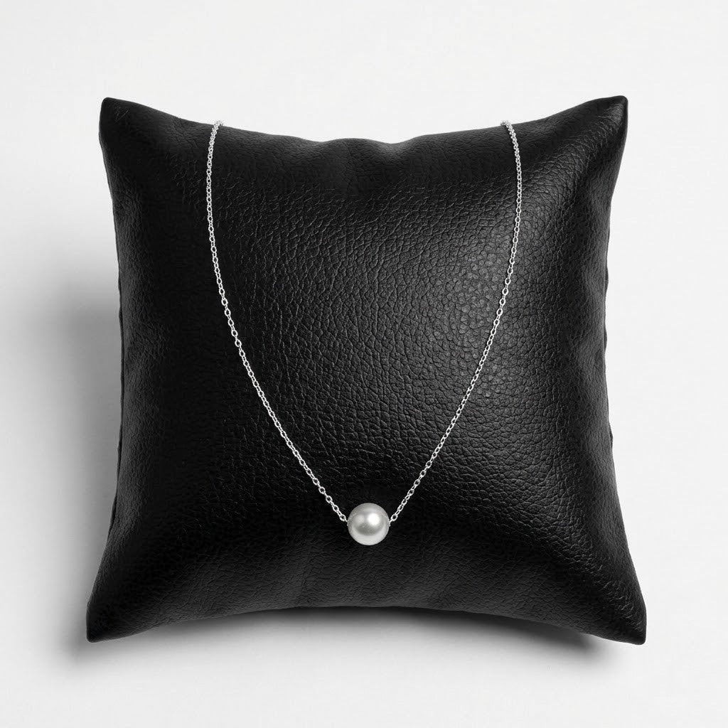 Silver Pearl Stud Earrings with Matching Pearl Pendant Necklace