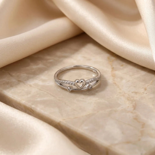 Minimal Heart Hollow Ring