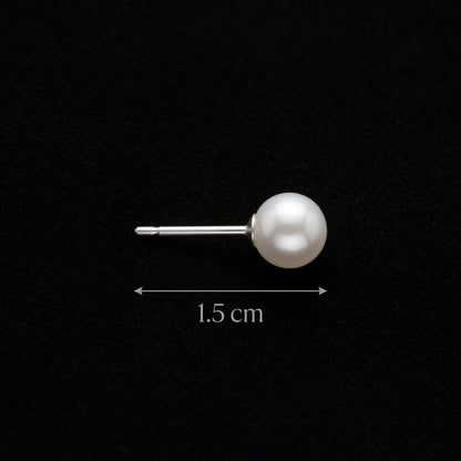 Classic White Pearl Stud Silver Earrings