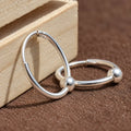 Minimal Silver Hoop Earrings with Bead Accent