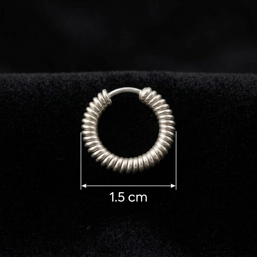 Minimal Textured Silver Hoop Bali
