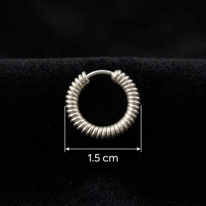 Minimal Textured Silver Hoop Bali