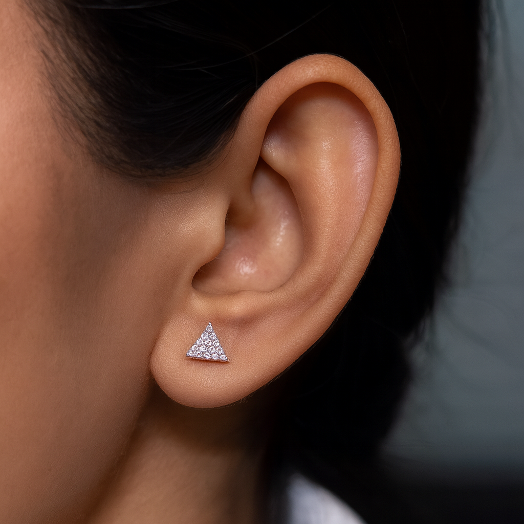 Minimal Triangle Silver Earring