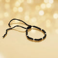 Minimalist Silver Bead Nazariya Anklet on Black Adjustable Thread