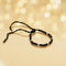 Minimalist Black Thread Nazariya Anklet with Polished Silver Beads
