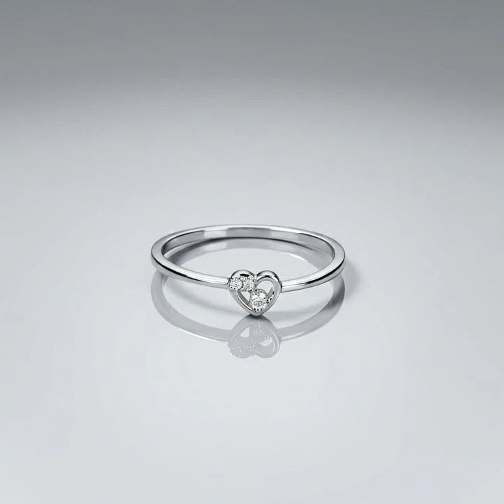 Minimalist Heart Diamond Promise Ring for Women