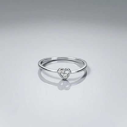 Minimalist Heart Diamond Promise Ring for Women