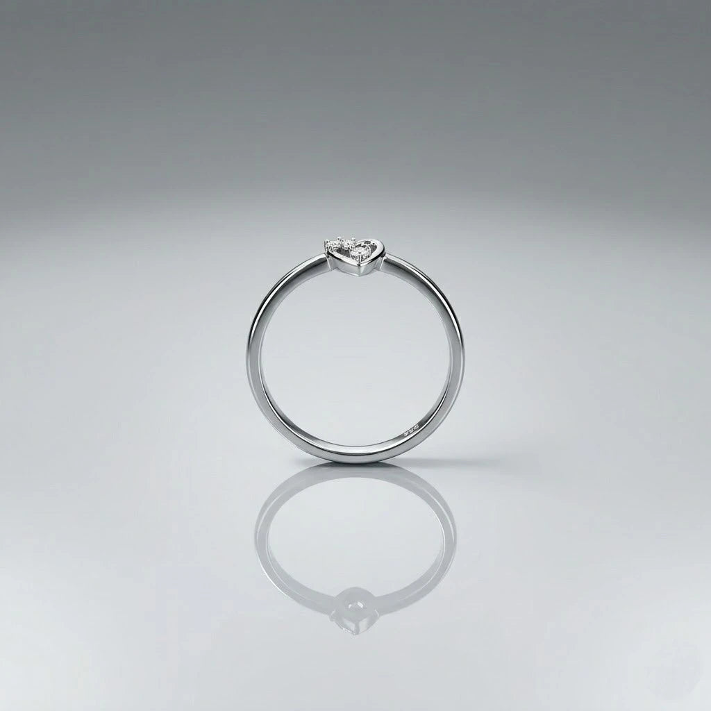 Minimalist Heart Diamond Promise Ring for Women