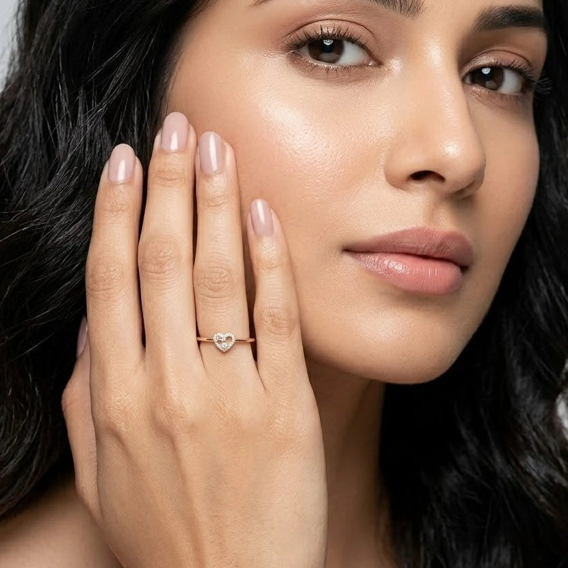 Minimalist Heart Diamond Promise Ring for Women