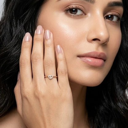 Minimalist Heart Diamond Promise Ring for Women
