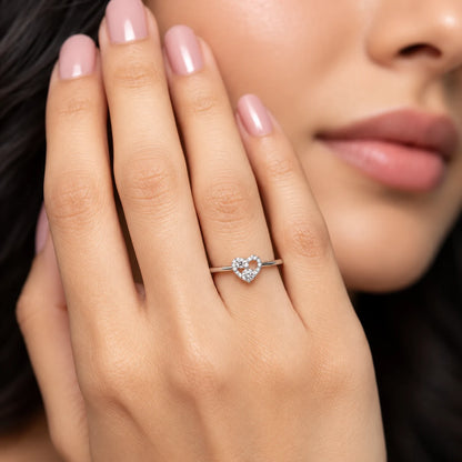 Minimalist Heart Diamond Promise Ring for Women