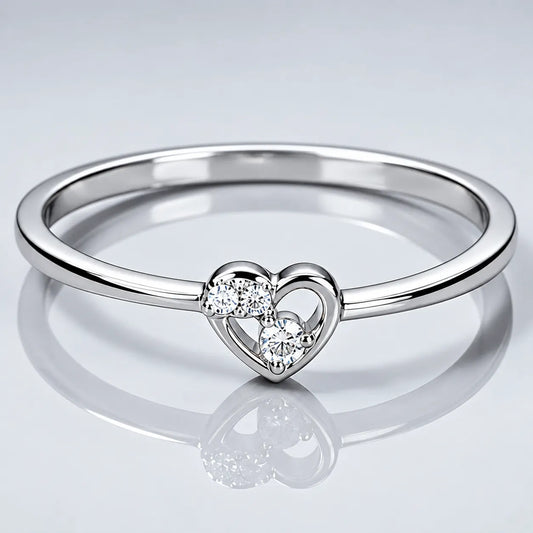 Minimalist Heart Diamond Promise Ring for Women