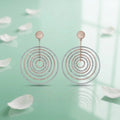 Minimalist Multi-Ring Silver Drop Earrings