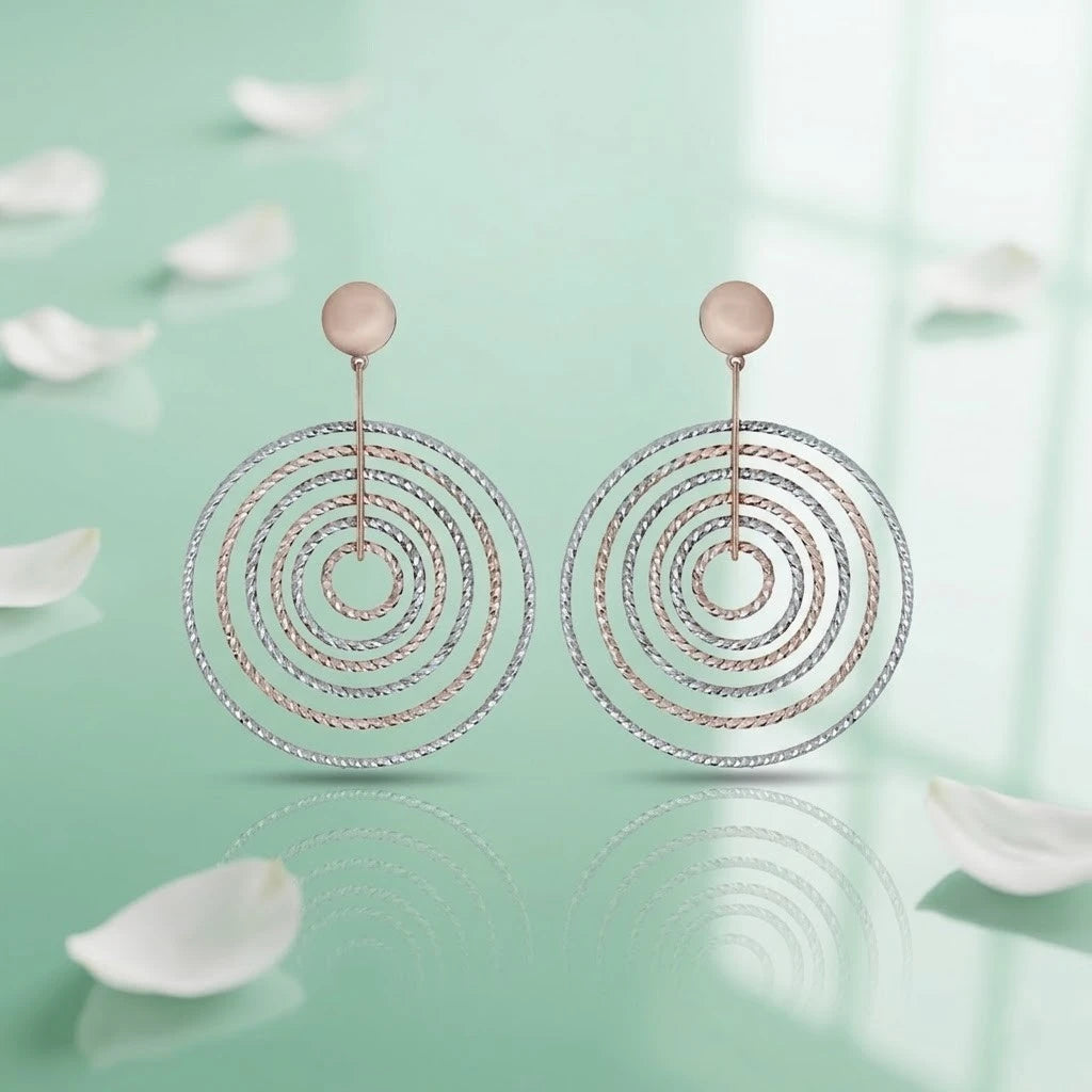 Minimalist Multi-Ring Silver Drop Earrings