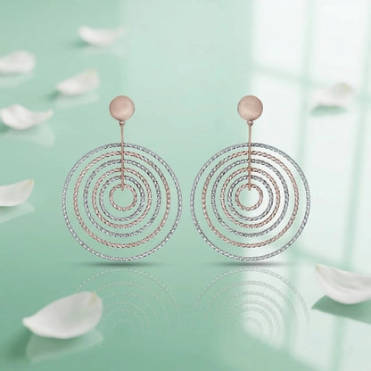 Minimalist Multi-Ring Silver Drop Earrings