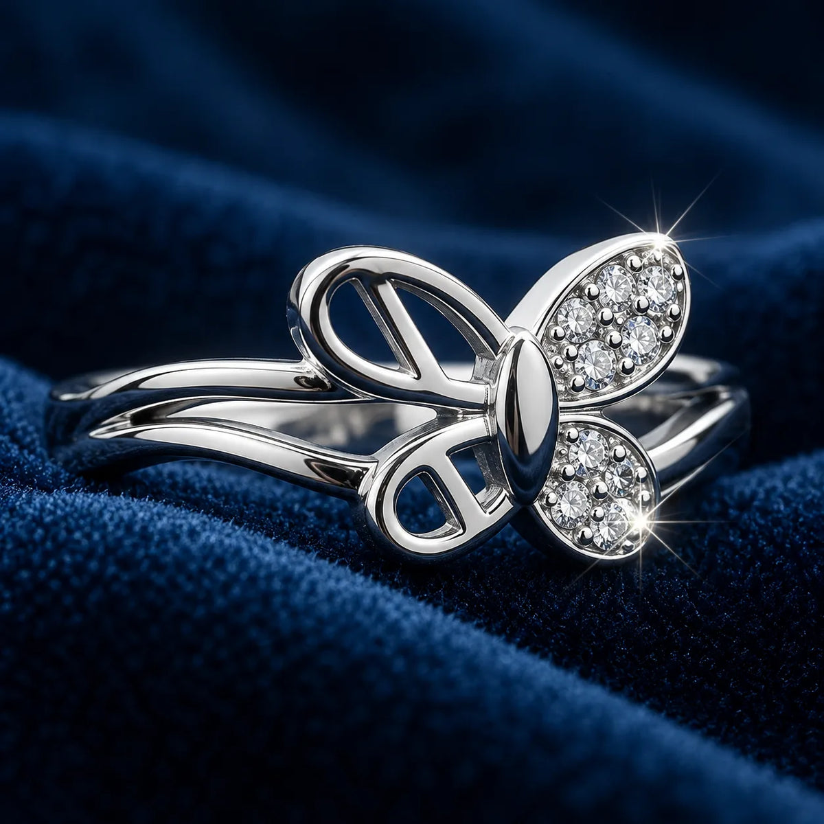 Minimalist Silver Butterfly Ring for Women
