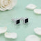 Minimalist Silver Stud Earrings with Square Black Stone