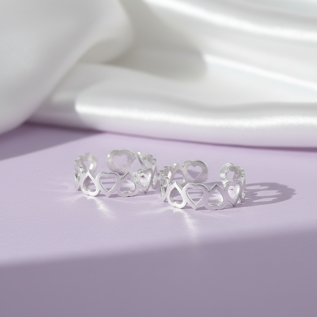 Modern Heart Shape Silver Toe Ring(Bichiya)