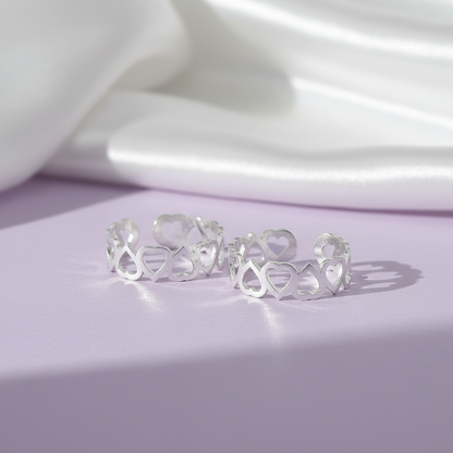 Modern Heart Shape Silver Toe Ring(Bichiya)