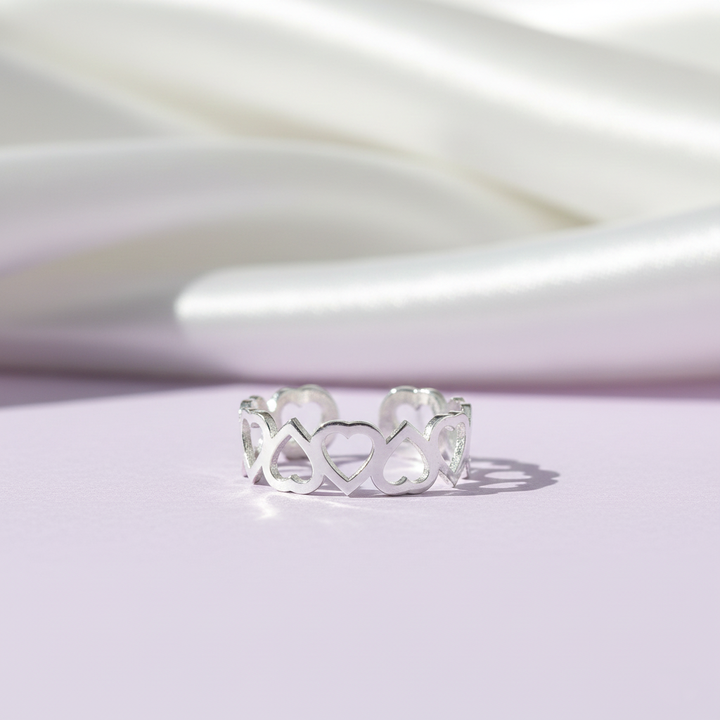 Modern Heart Shape Silver Toe Ring(Bichiya)