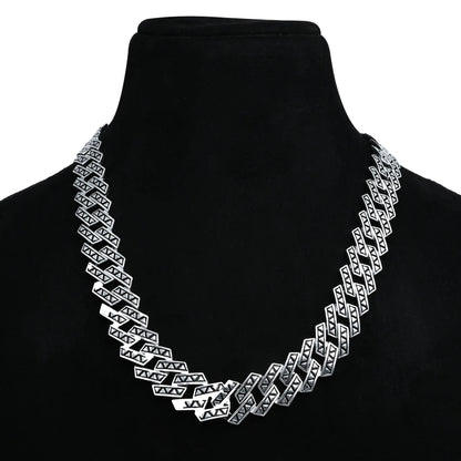 Modern Silver Angular Pattern Cuban Chain For Boys
