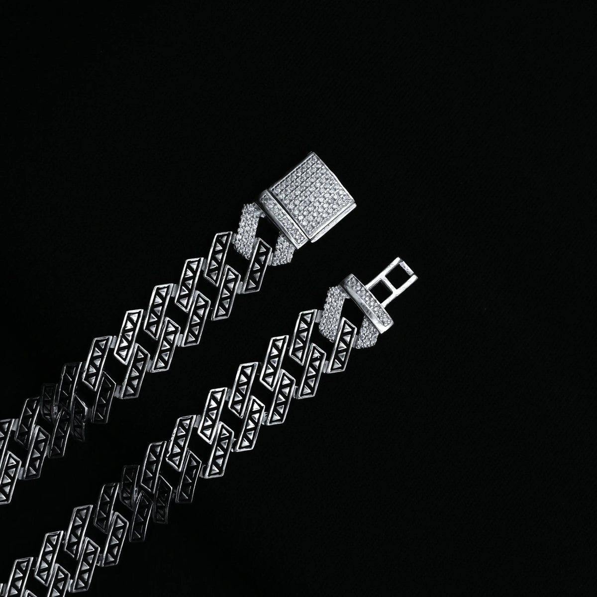 Modern Silver Angular Pattern Cuban Chain For Boys
