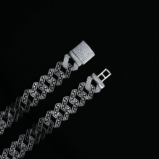 Modern Silver Angular Pattern Cuban Chain For Boys
