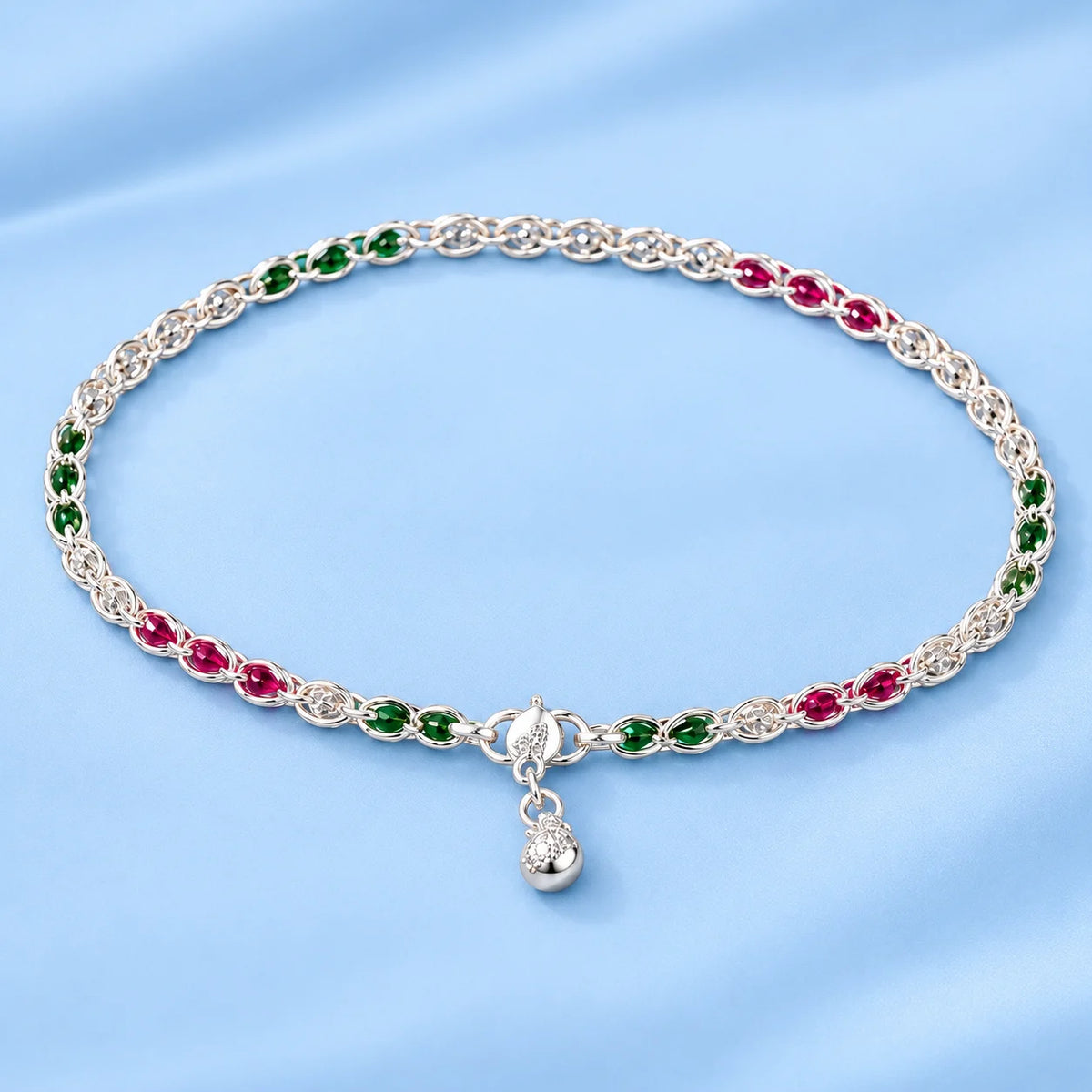 Multicolor Silver Anklet for Women | Elegant Beaded Silver Payal