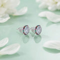 Multicolor Stones Silver Earring For Girls