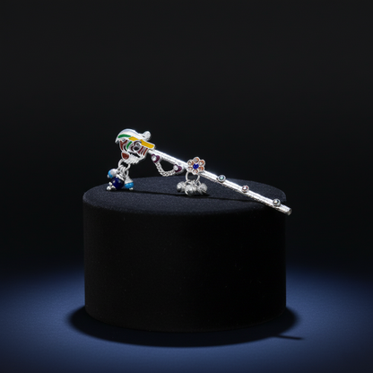 Multicolour Silver Krishna Flute “Radha” Written Design