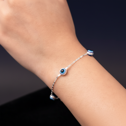 Nazar Charm Silver Evil Eye Bracelet