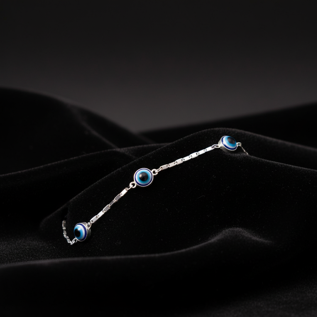 Nazar Charm Silver Evil Eye Bracelet
