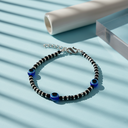 Nazar Suraksha (Evil Eye) Black Bead Bracelet