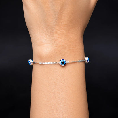 Nazar Charm Silver Evil Eye Bracelet for women