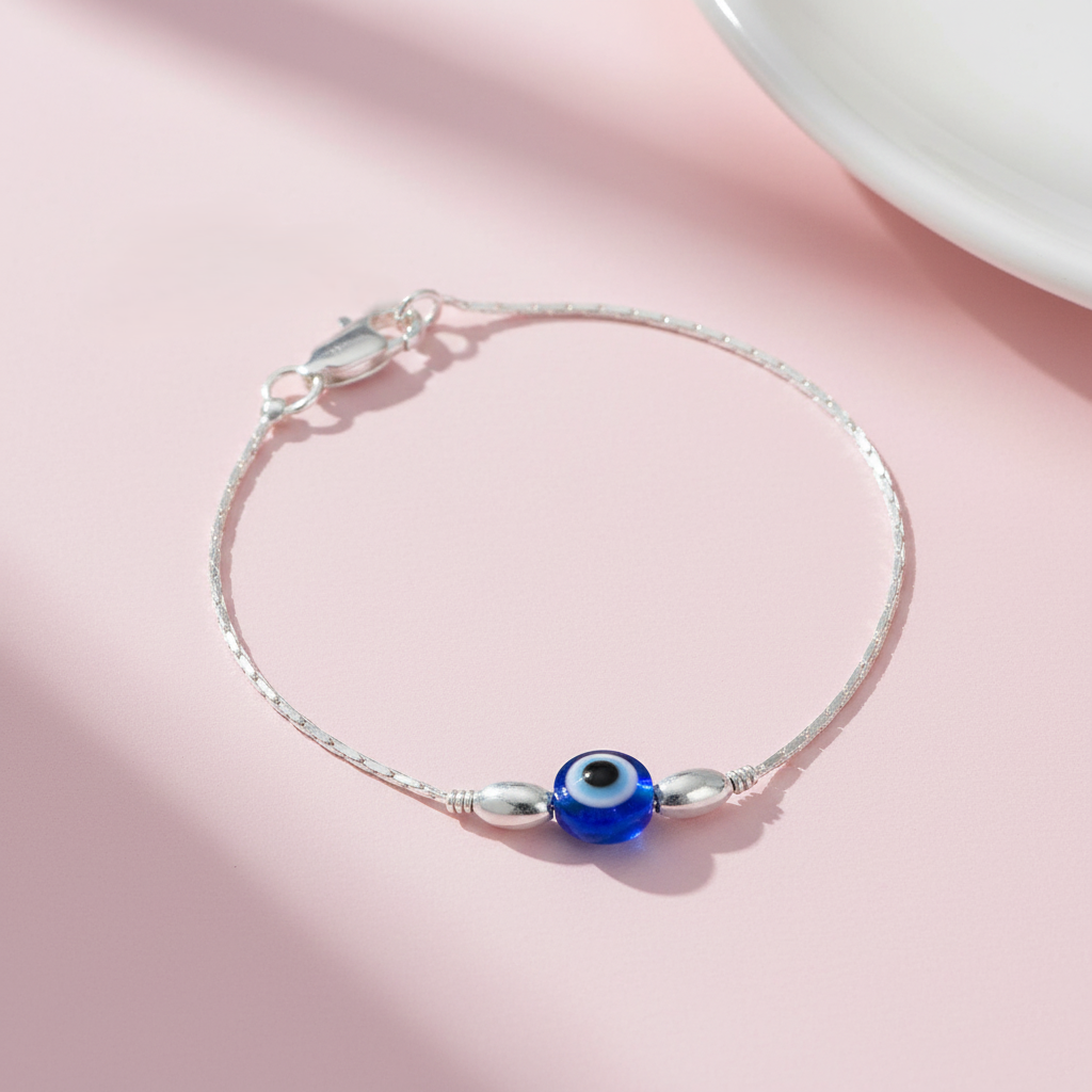 Nazar Raksha Evil Eye Sterling Silver Chain Bracelet