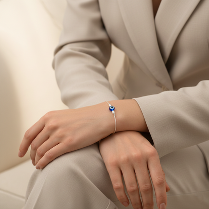 Nazar Raksha Evil Eye Sterling Silver Chain Bracelet