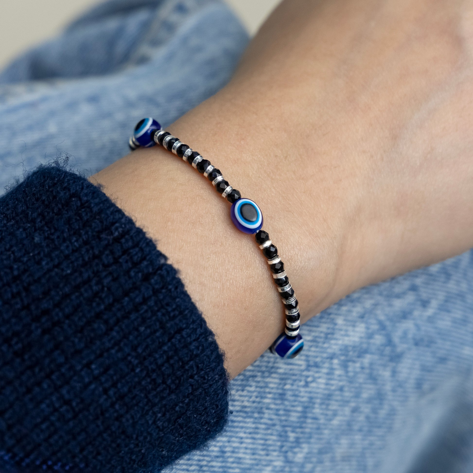 Nazar Suraksha (Evil Eye) Black Bead Bracelet (3)