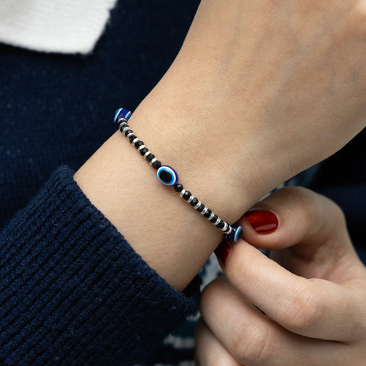 Nazar Suraksha (Evil Eye) Black Bead Bracelet for women
